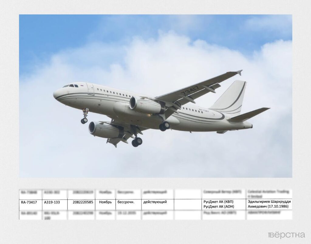 Бизнес-джет Airbus ACJ319 с бортовым номером RA-73417, которым пользуется Рамзан Кадыров и его близкие